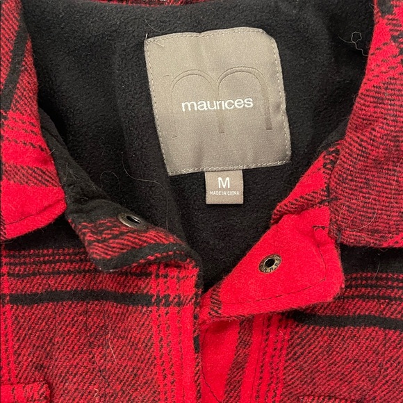 Maurices Red and Black Plaid Shacket - Picture 2 of 4